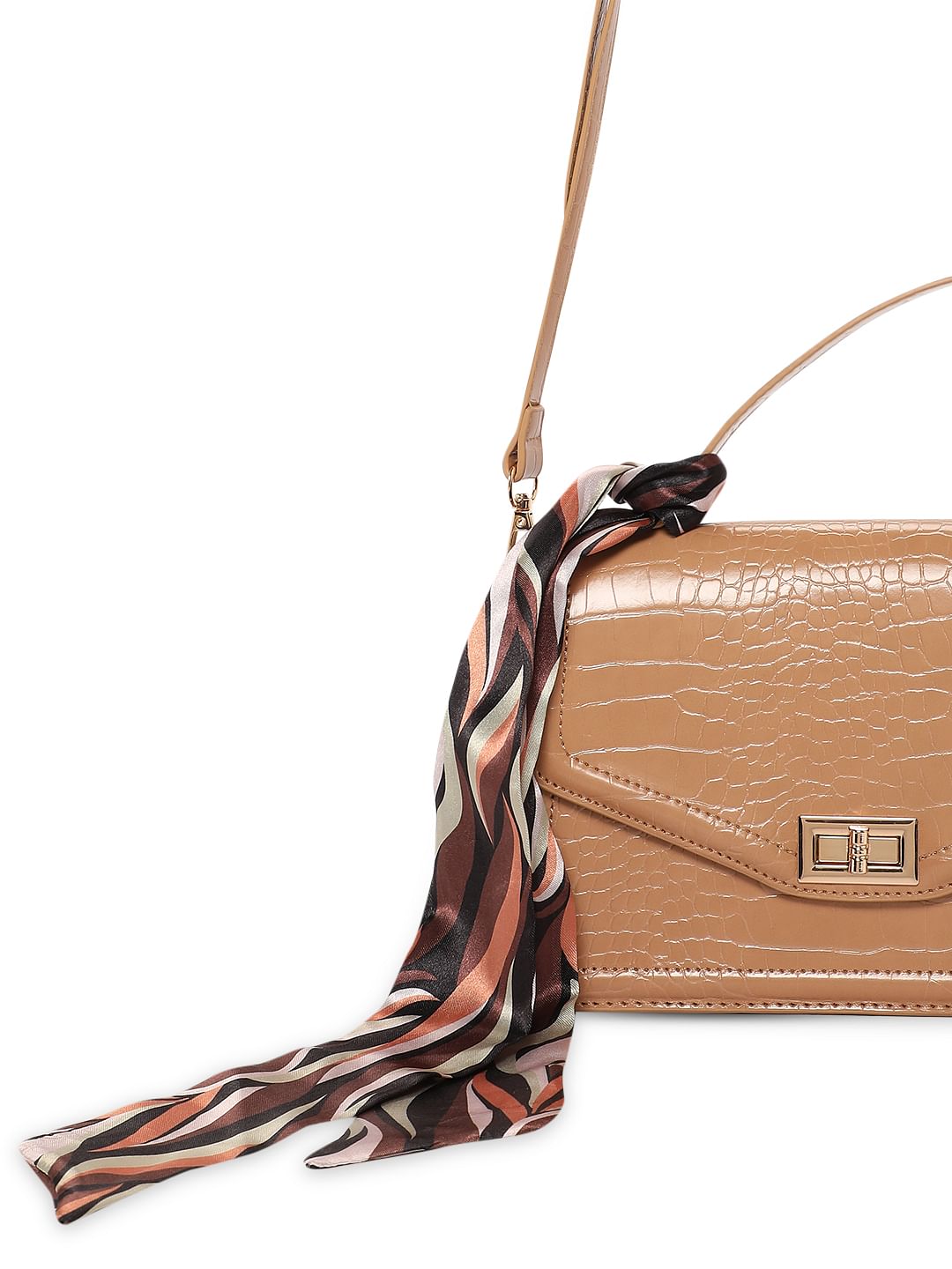 Beige Textured Sling Bag