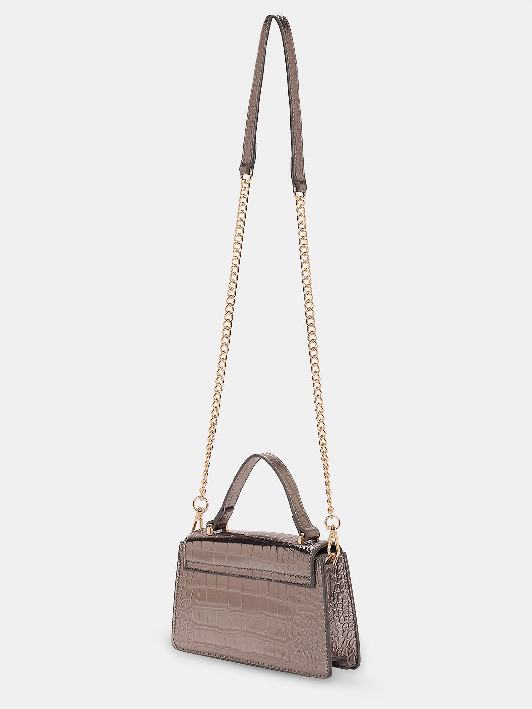 Silver Textured Sling Bag