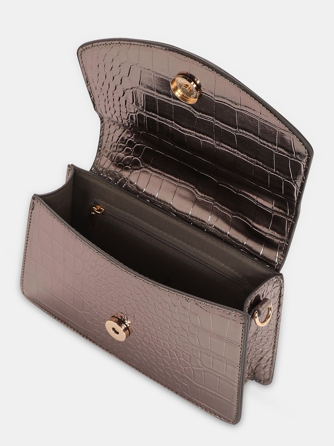 Silver Textured Sling Bag