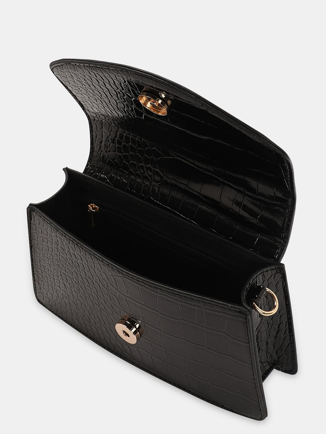 Black Textured Sling Bag