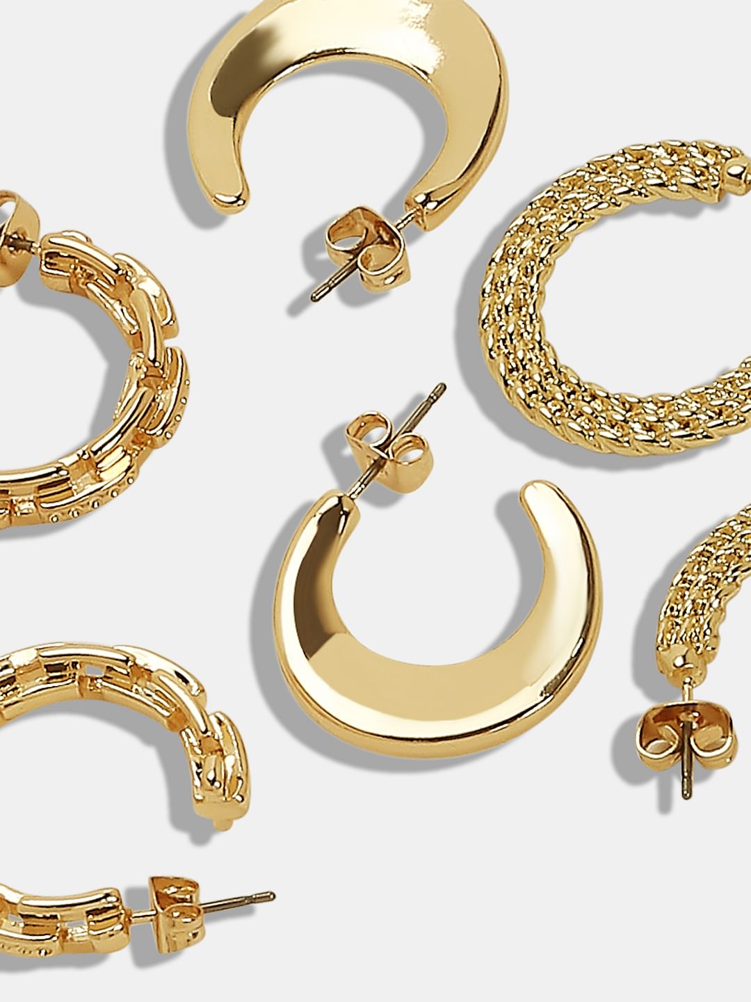 Pack Of 3 Golden Hoop Earrings