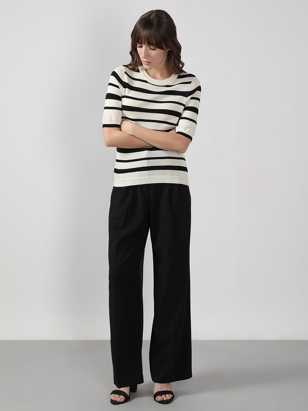 Black & White Striped Knitted Top