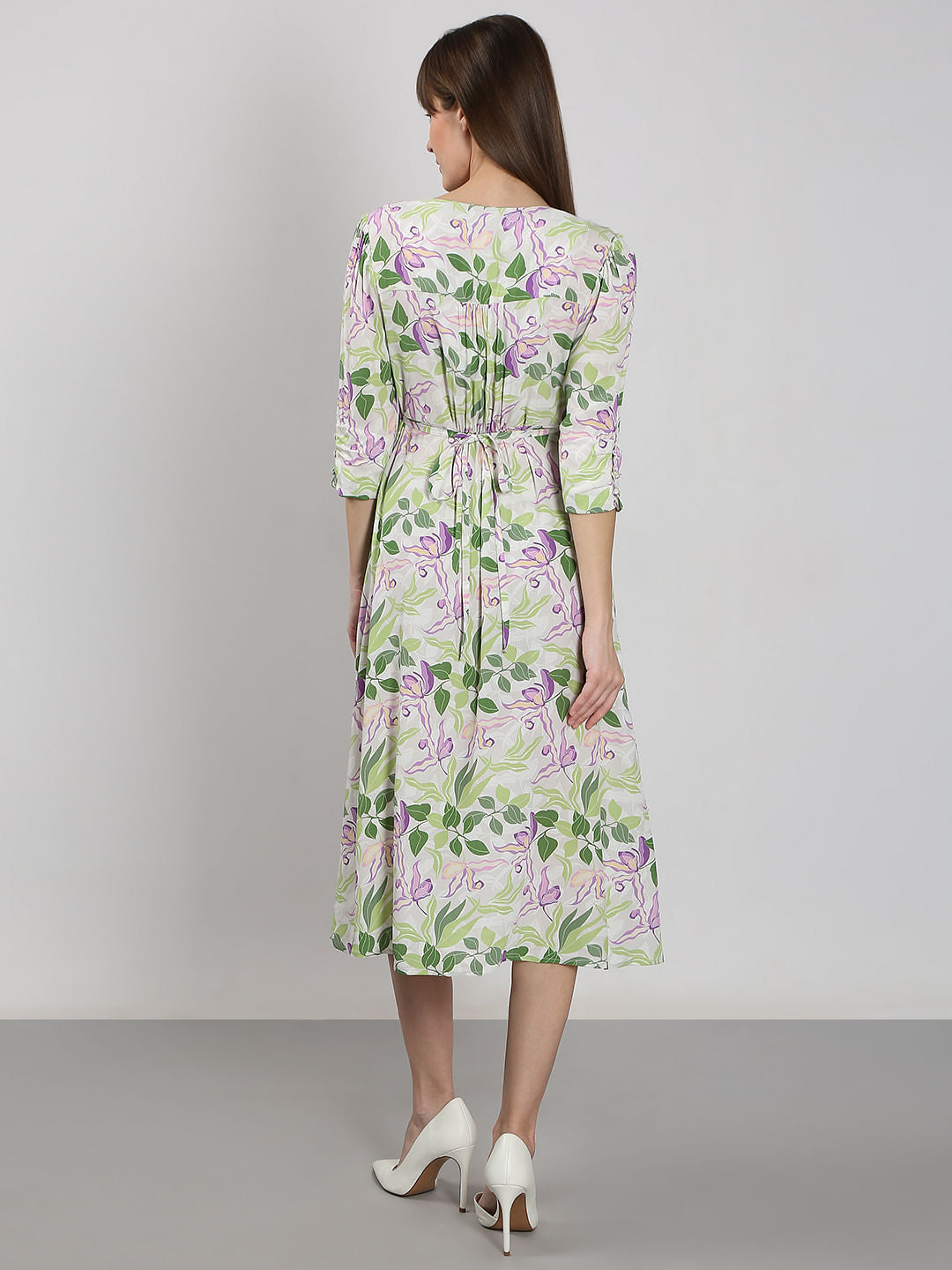 White Printed Midi Dress