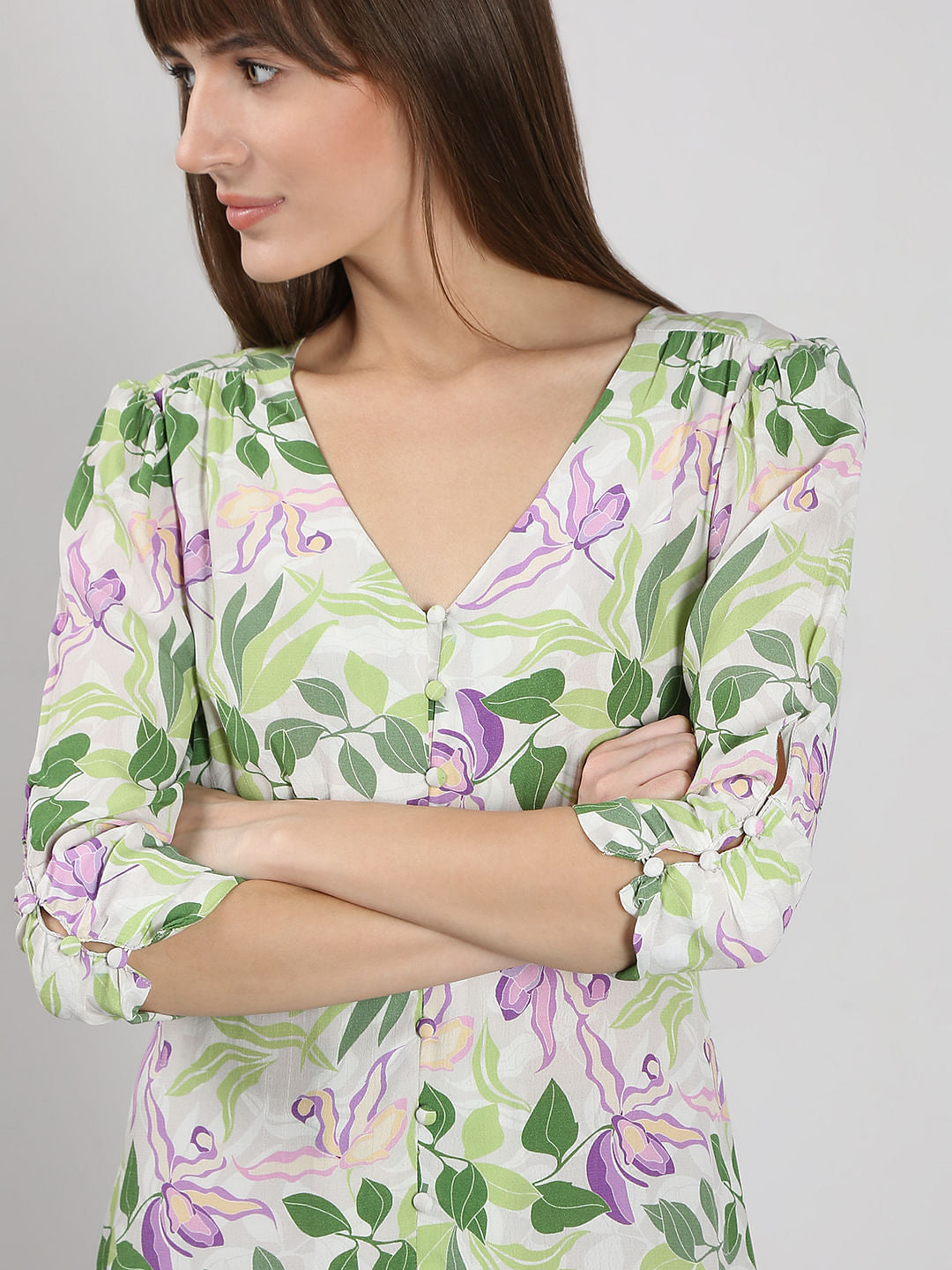 White Printed Midi Dress