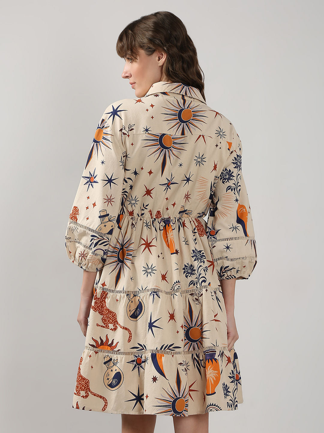 Ecru Printed Shirt Dress