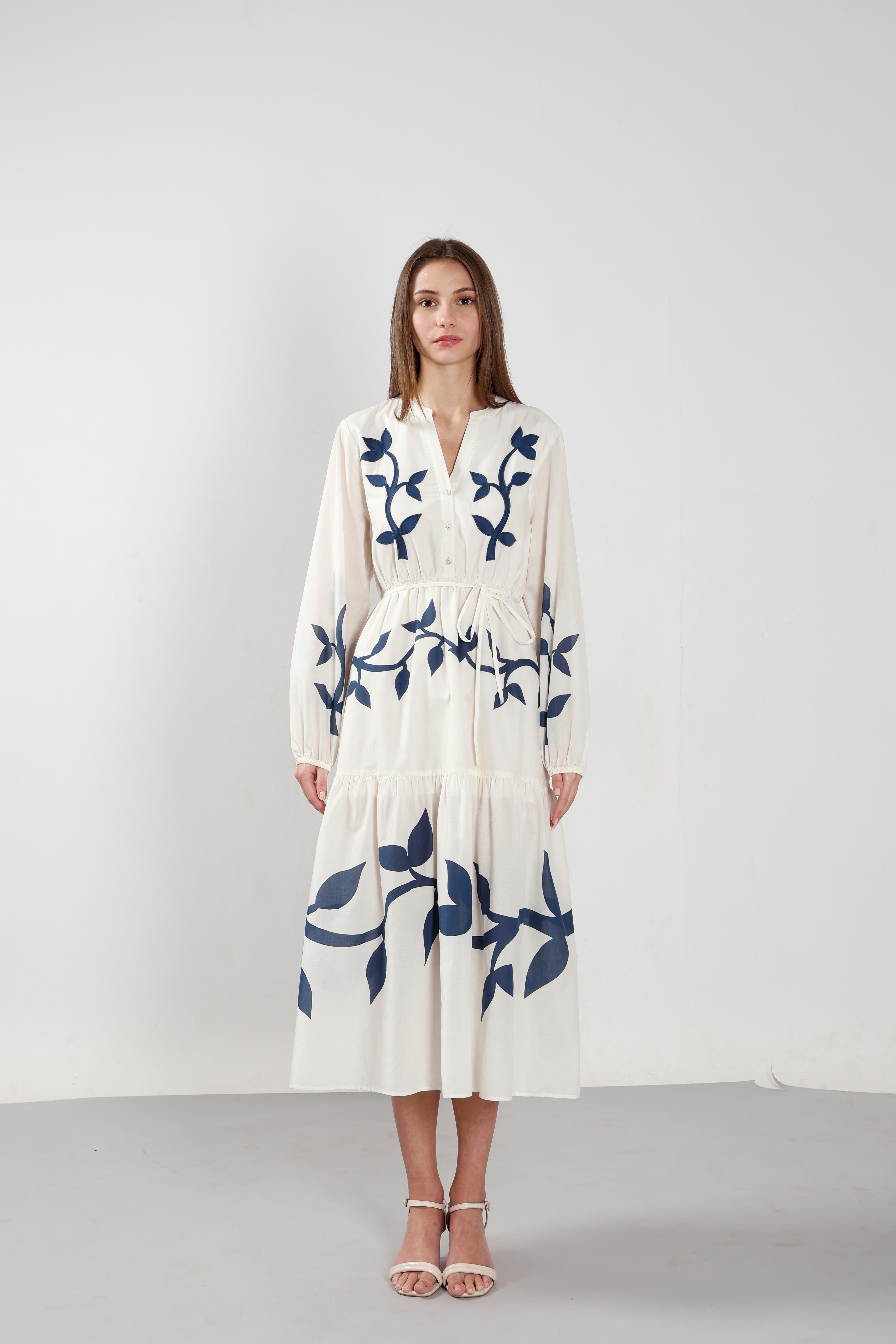 Vero Moda off-White Floral Cotton Midi Dress