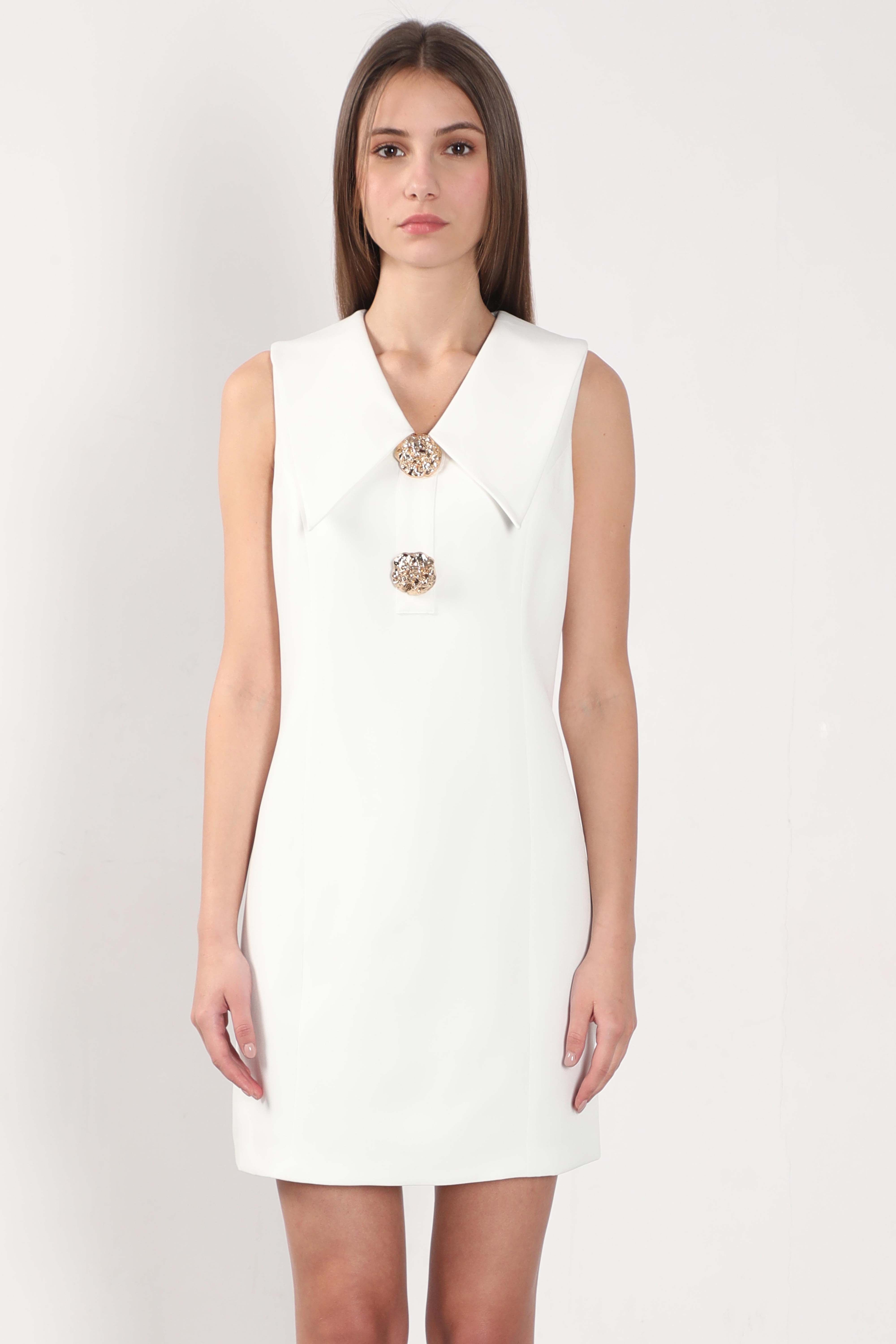 Vero Moda White V Neck Bodycon Fit Dress