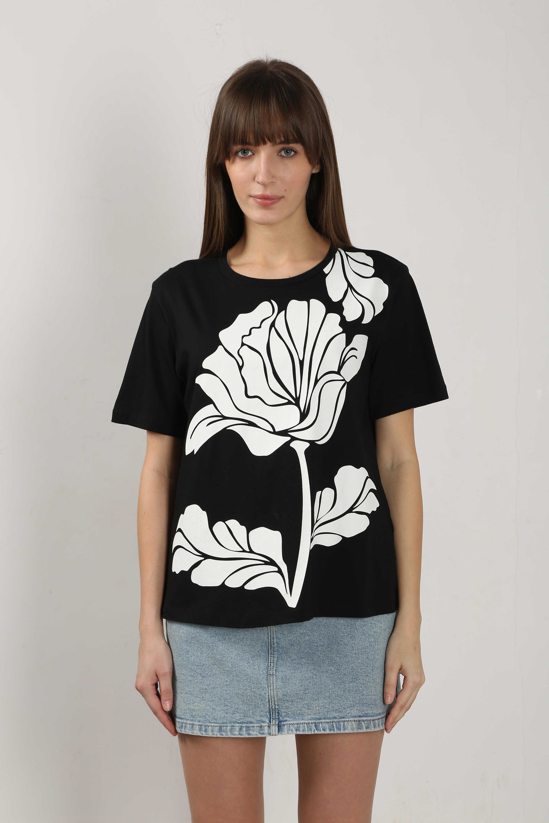 Vero Moda Black Printed Cotton T-Shirt