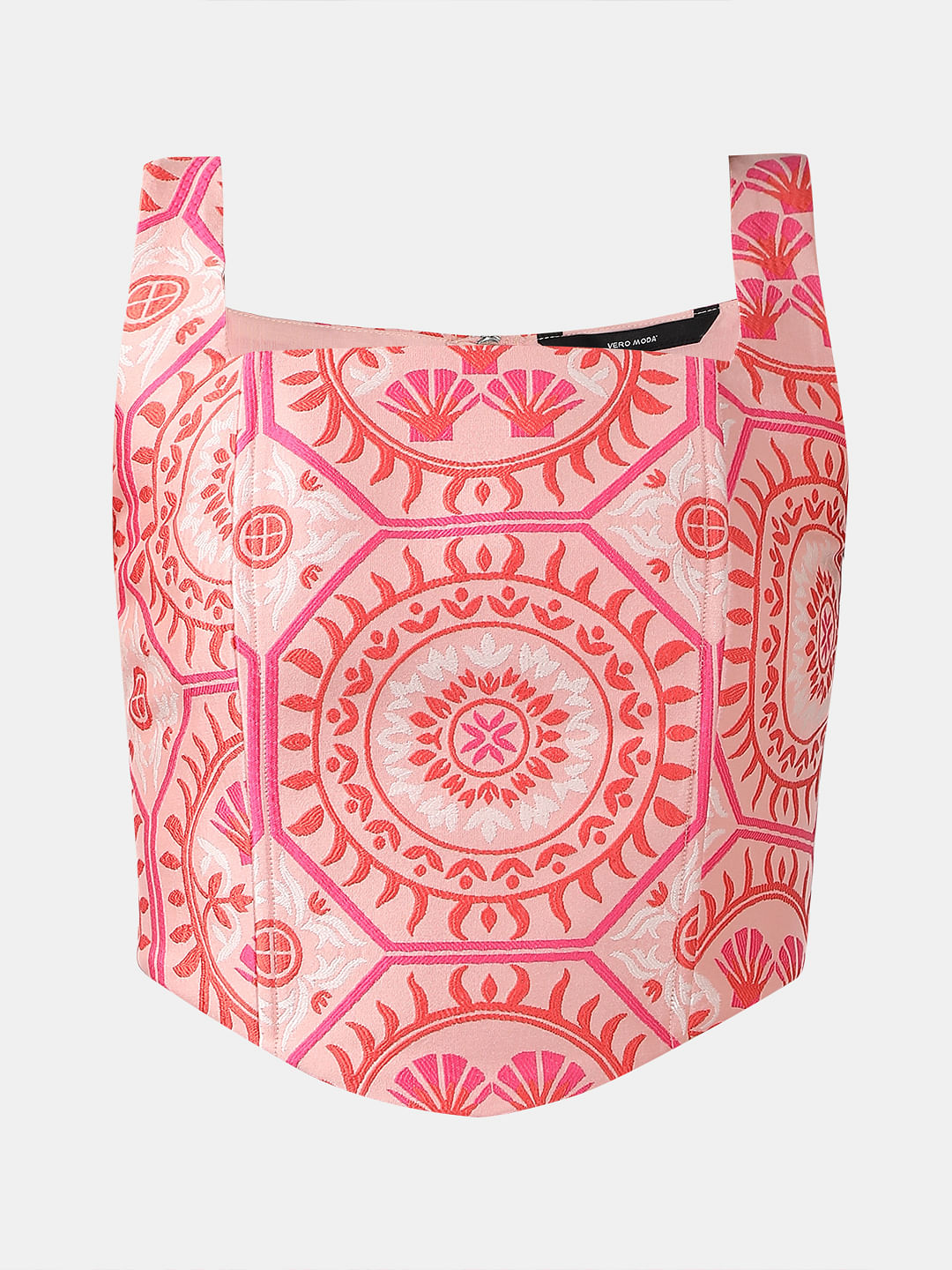 Pink Printed Co-Ord Set Crop Top