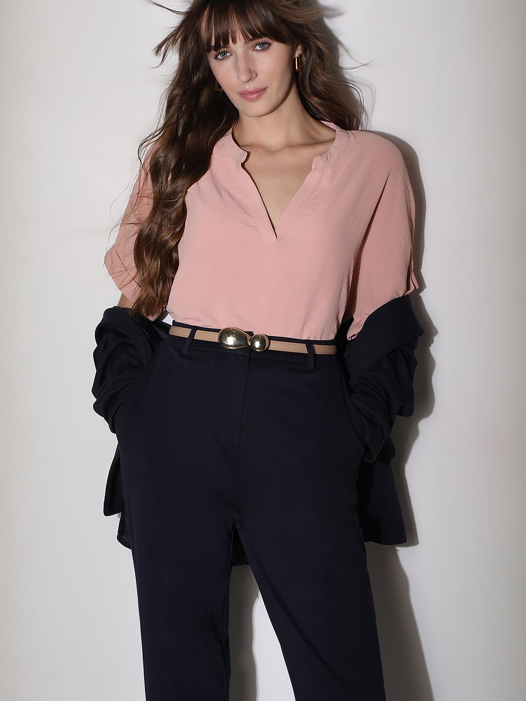 Light Pink V Neck Top