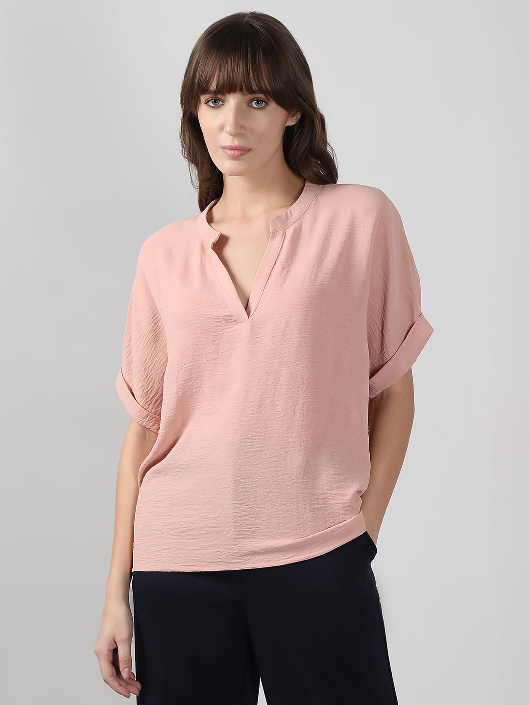 Light Pink V Neck Top