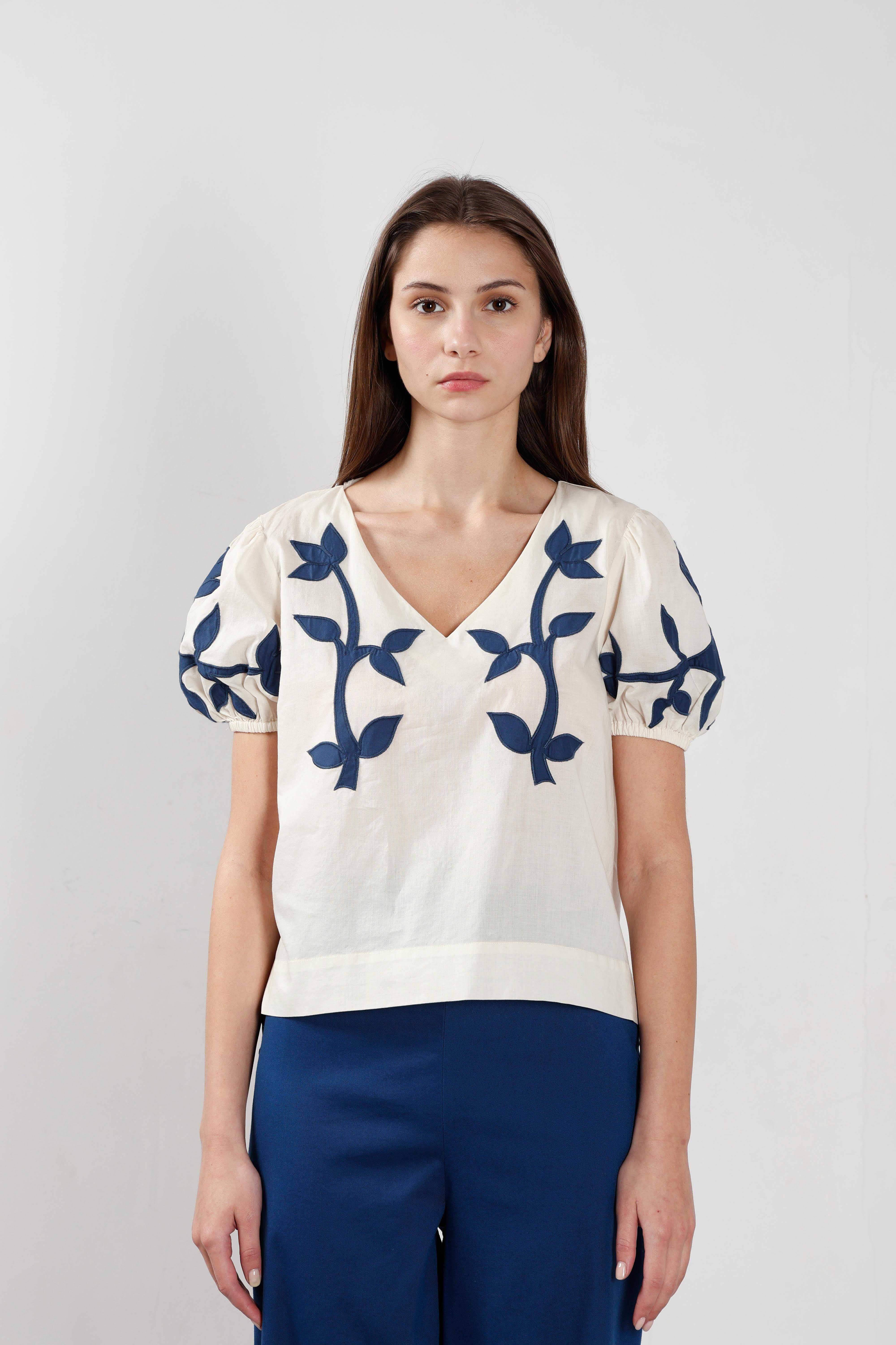 Vero Moda off-White Floral Cotton Top