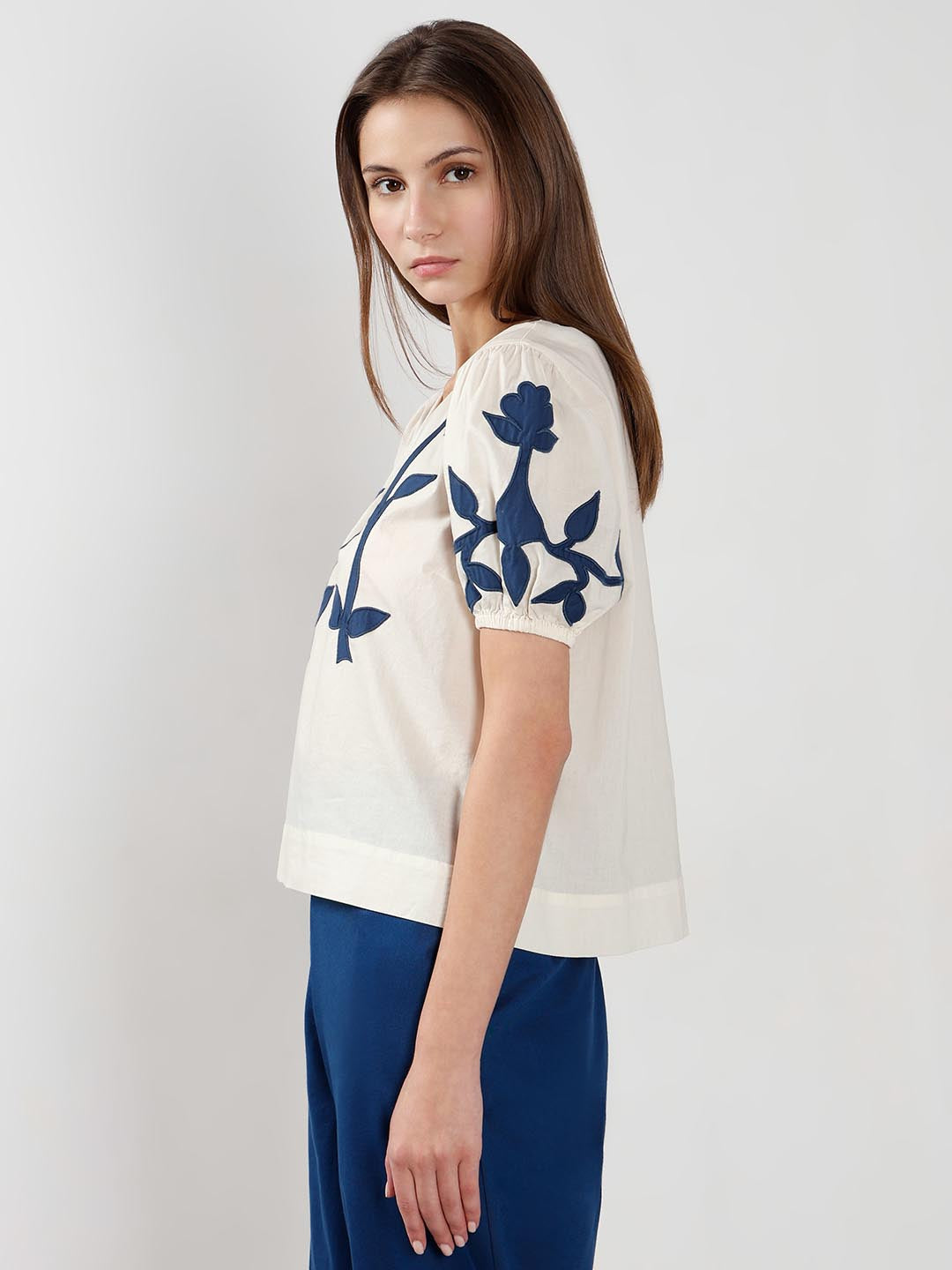 Vero Moda off-White Floral Cotton Top