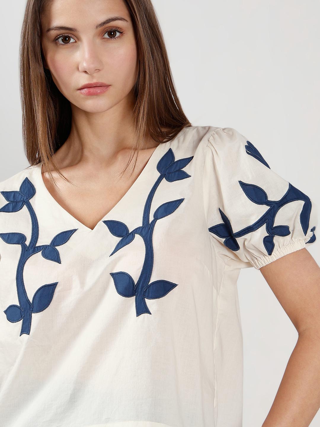 Vero Moda off-White Floral Cotton Top