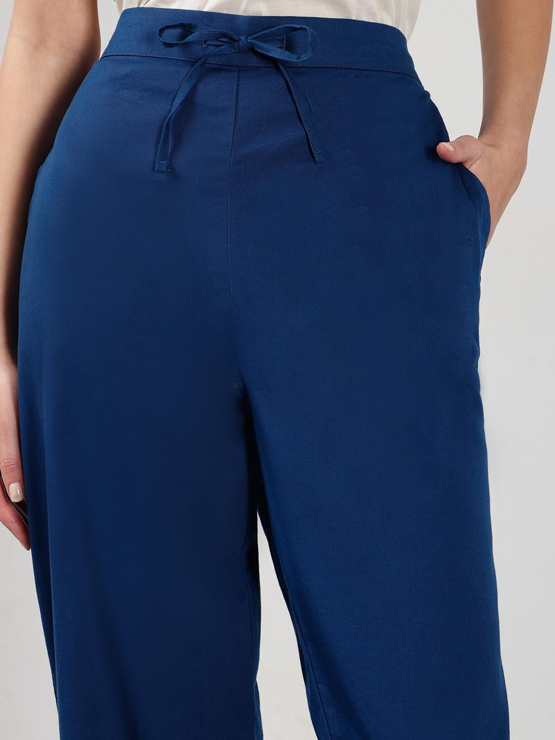 Vero Moda Dark Blue Printed High Rise Pants