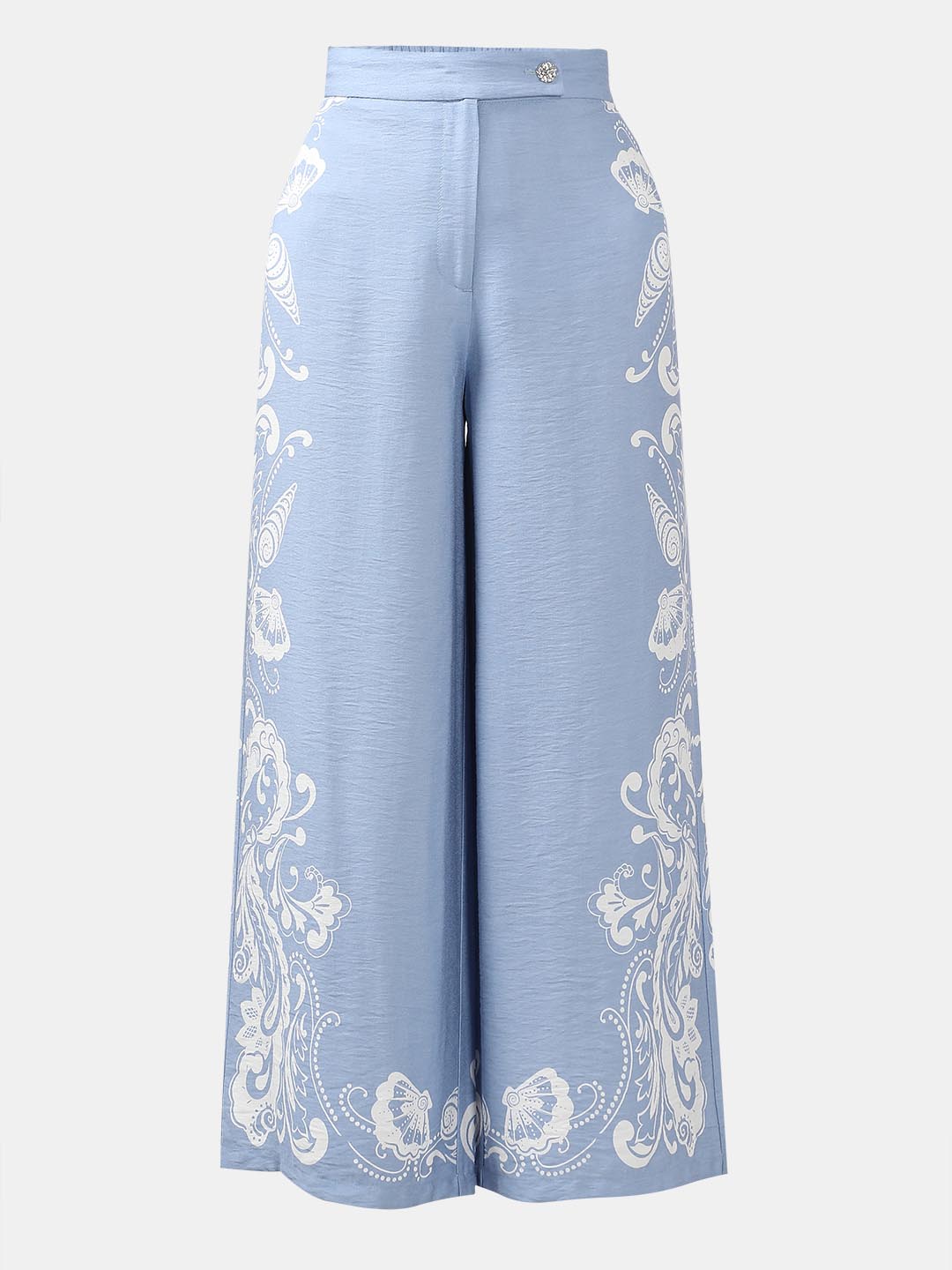 Vero Moda Blue Printed Wide Leg Pants