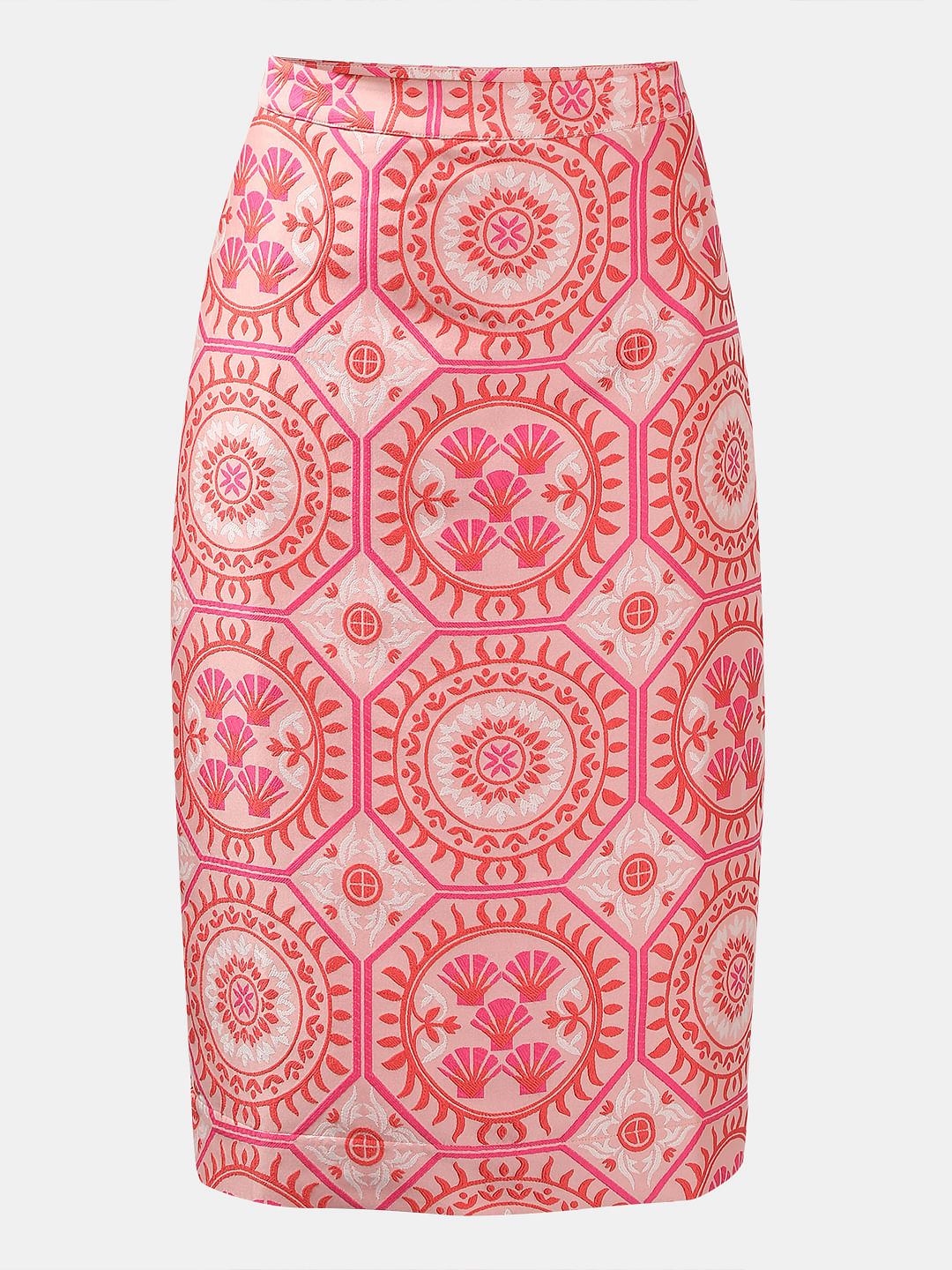 Pink Printed Co-Ord Set Pencil Skirt