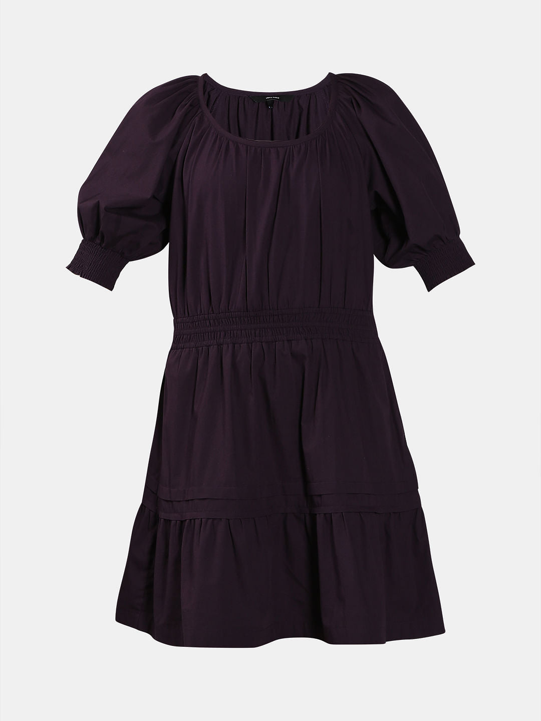 Purple Flared Short Cotton Dress