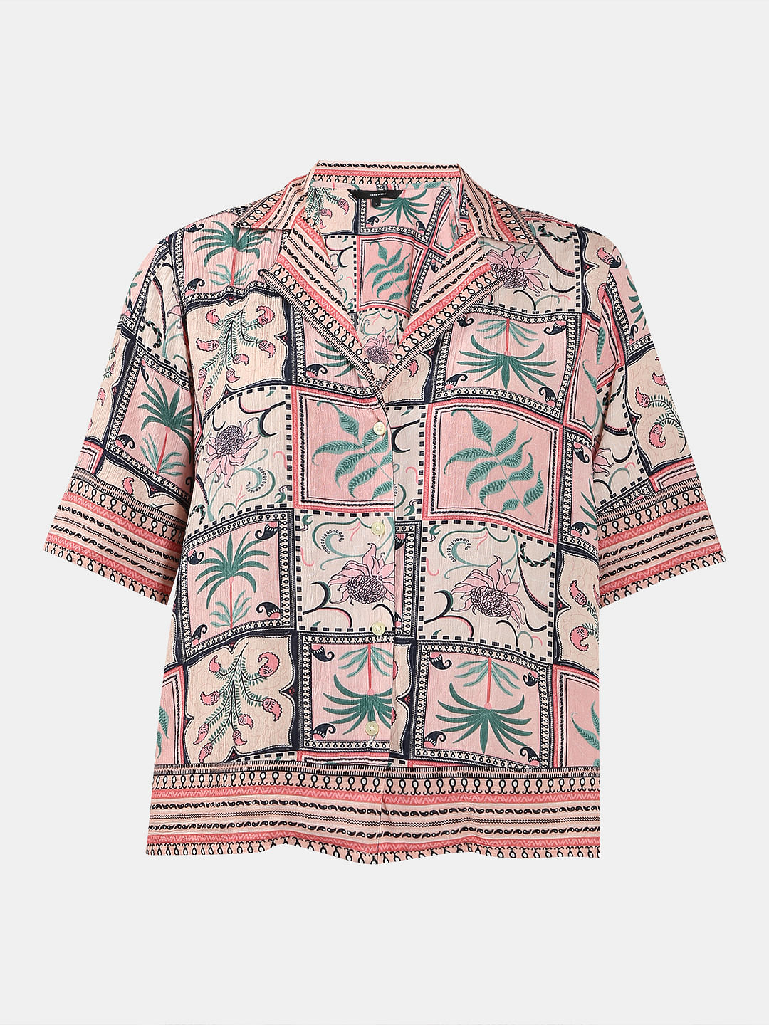 Pink Printed Short Sleeves Shirt