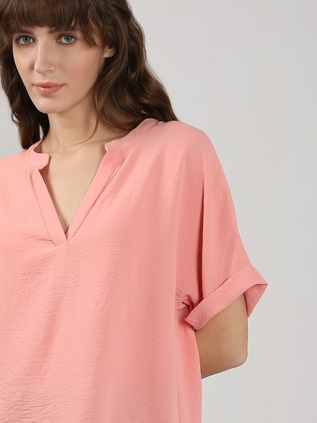 Light Pink V Neck Top