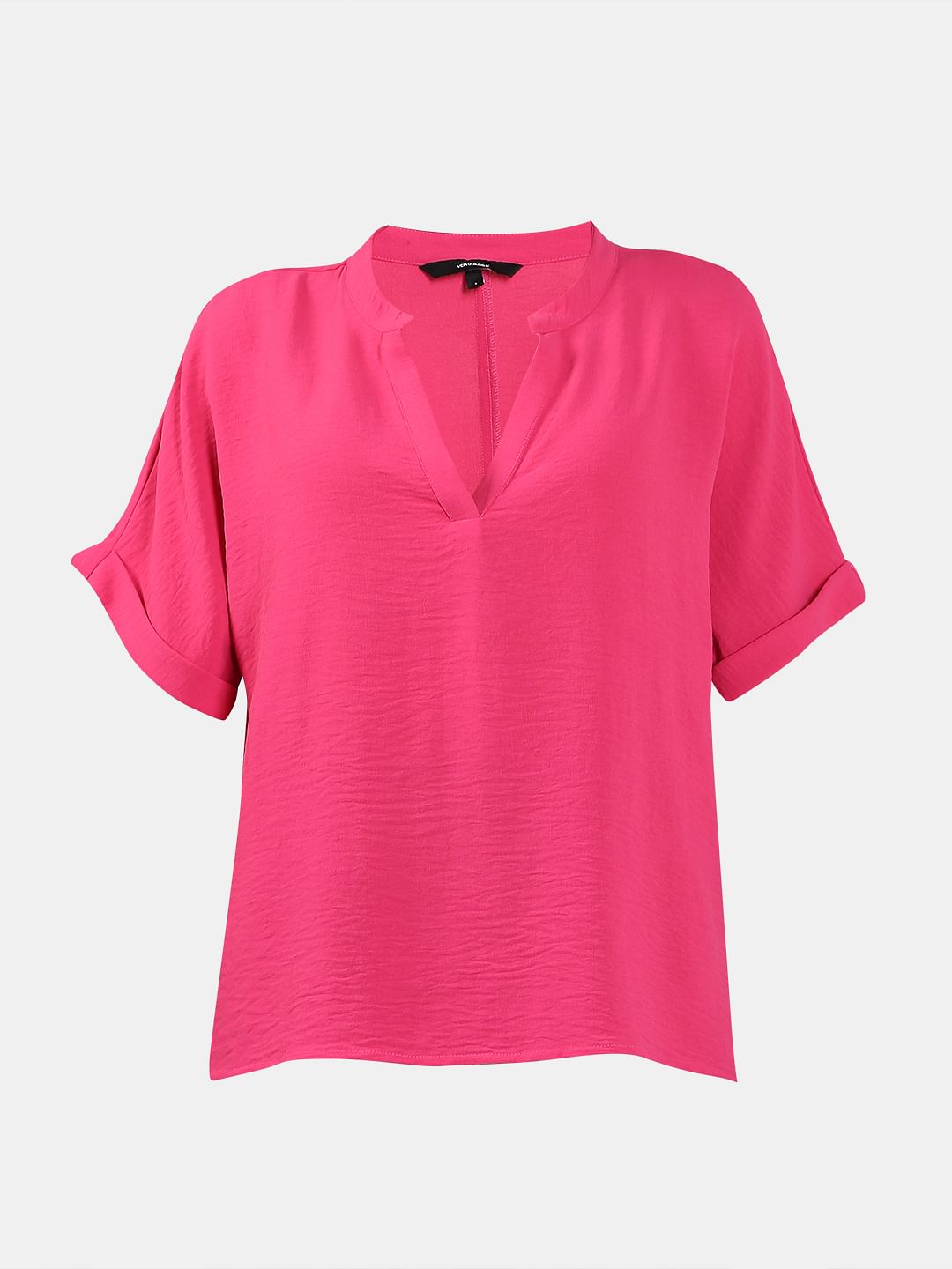Dark Pink V Neck Top