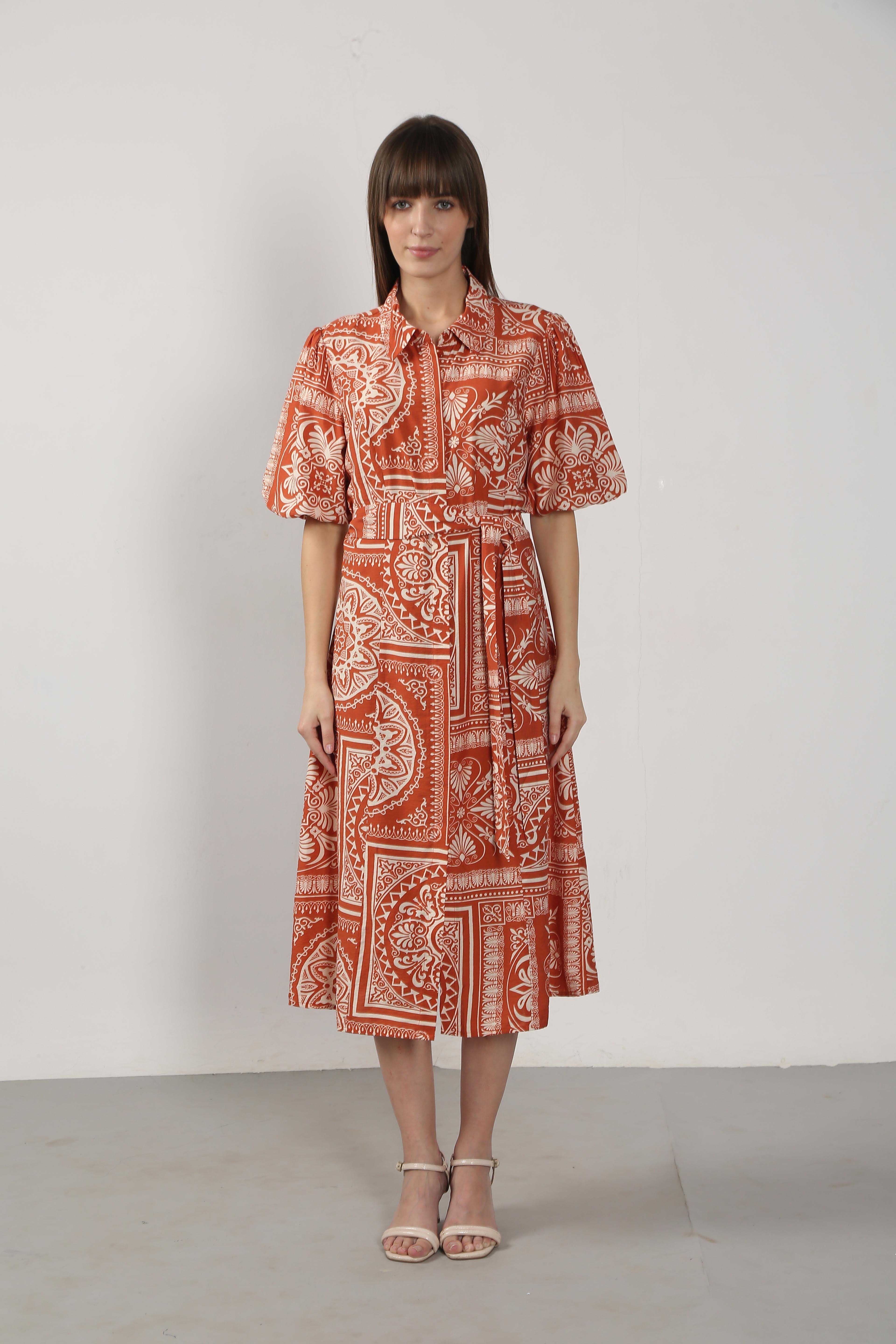 Vero Moda Rust Printed Shirt Dress