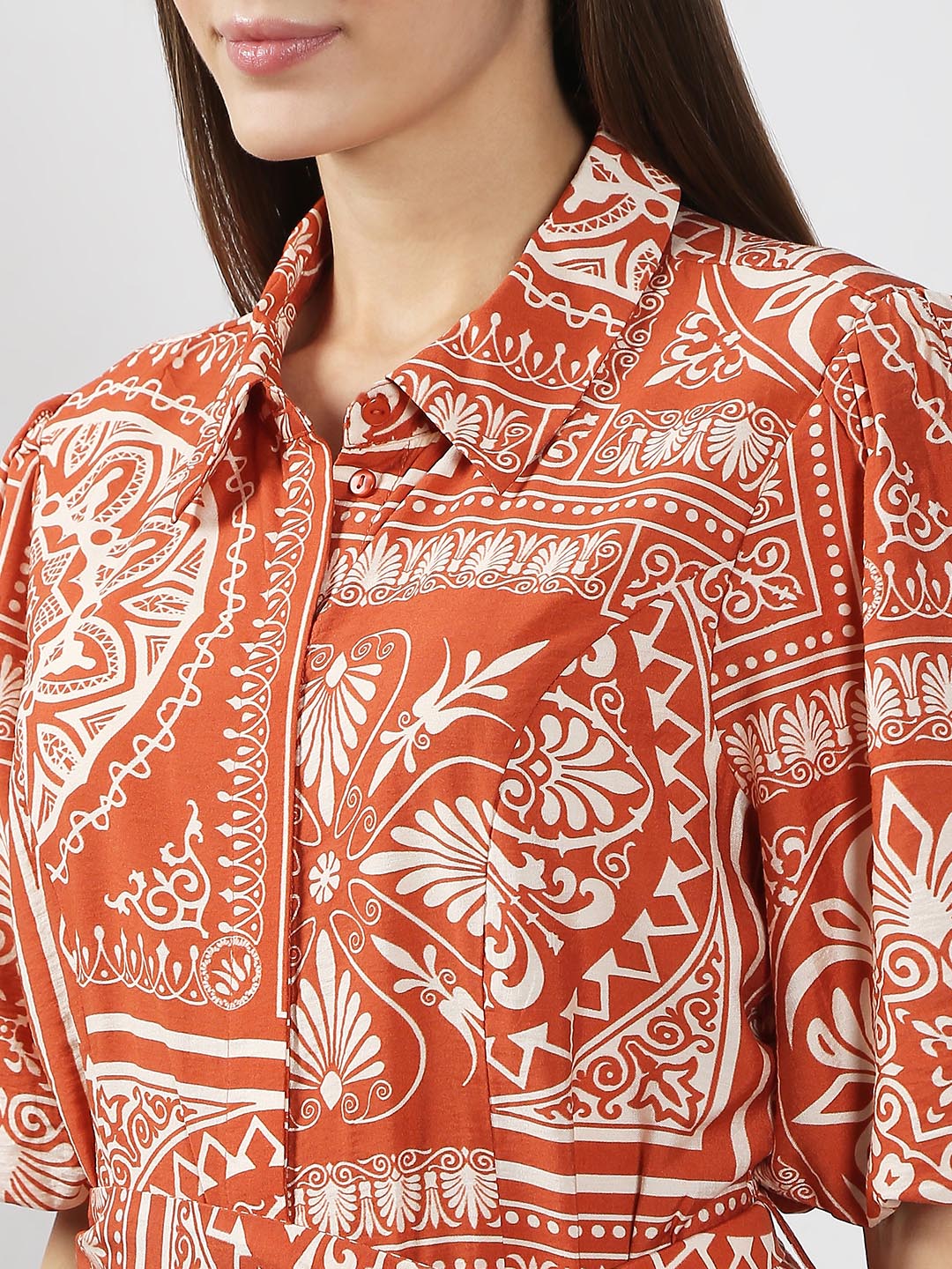 Vero Moda Rust Printed Shirt Dress