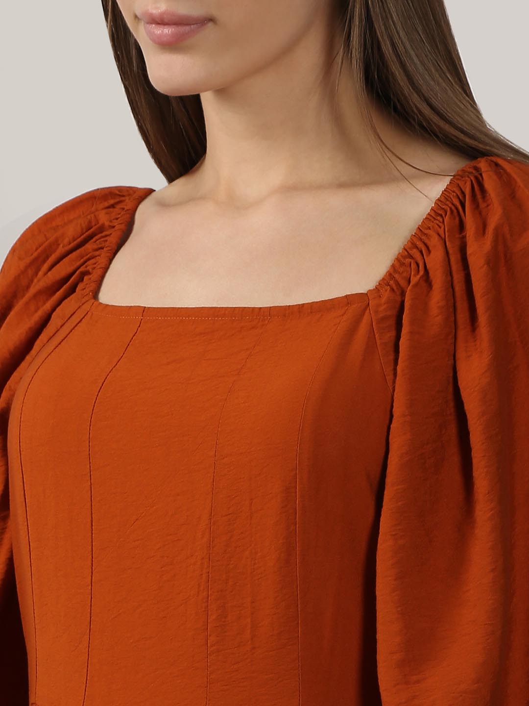 Vero Moda Rust Square Neck Midaxi Dress