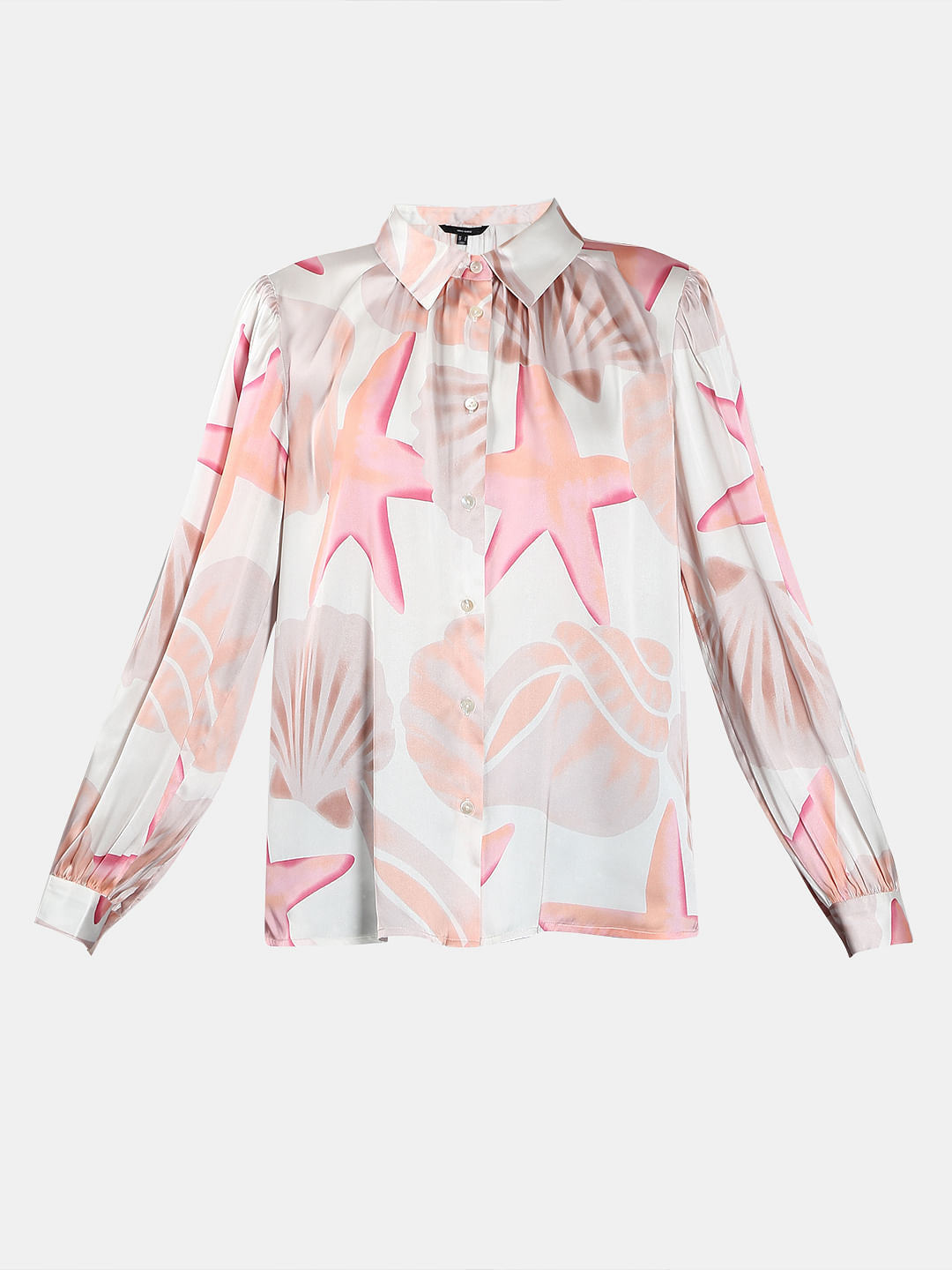 White Printed Full Sleeves Shirt