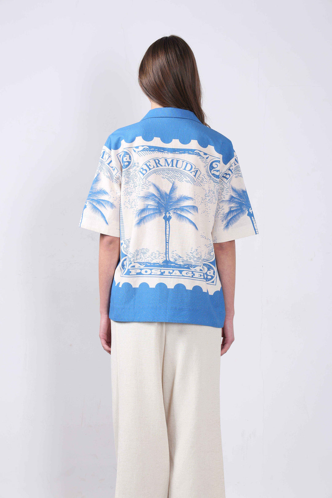 Vero Moda White Printed Cotton-Linen Shirt