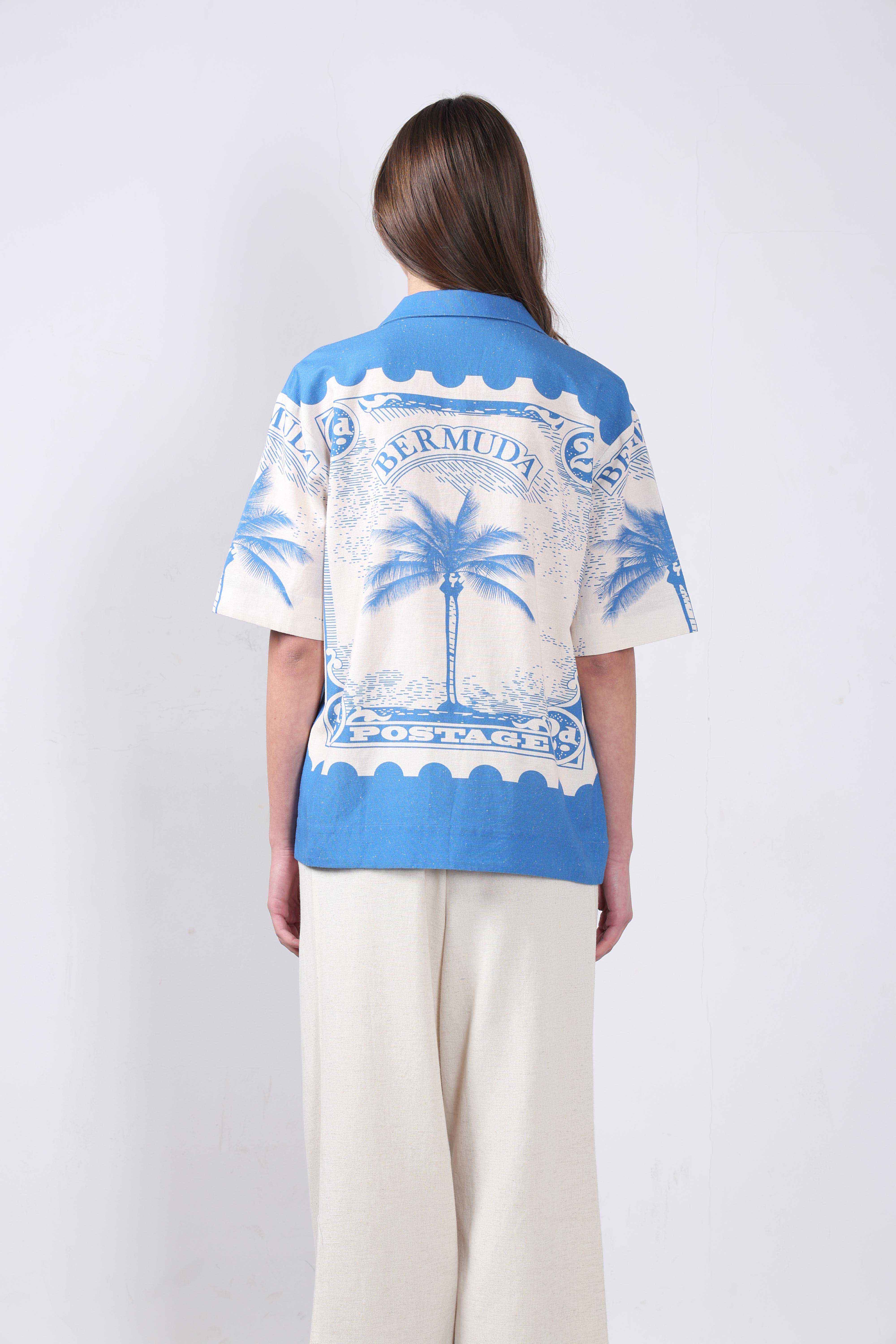 Vero Moda White Printed Cotton-Linen Shirt