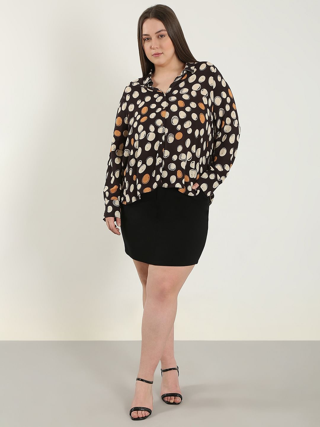 Curve Black Printed Shirt
