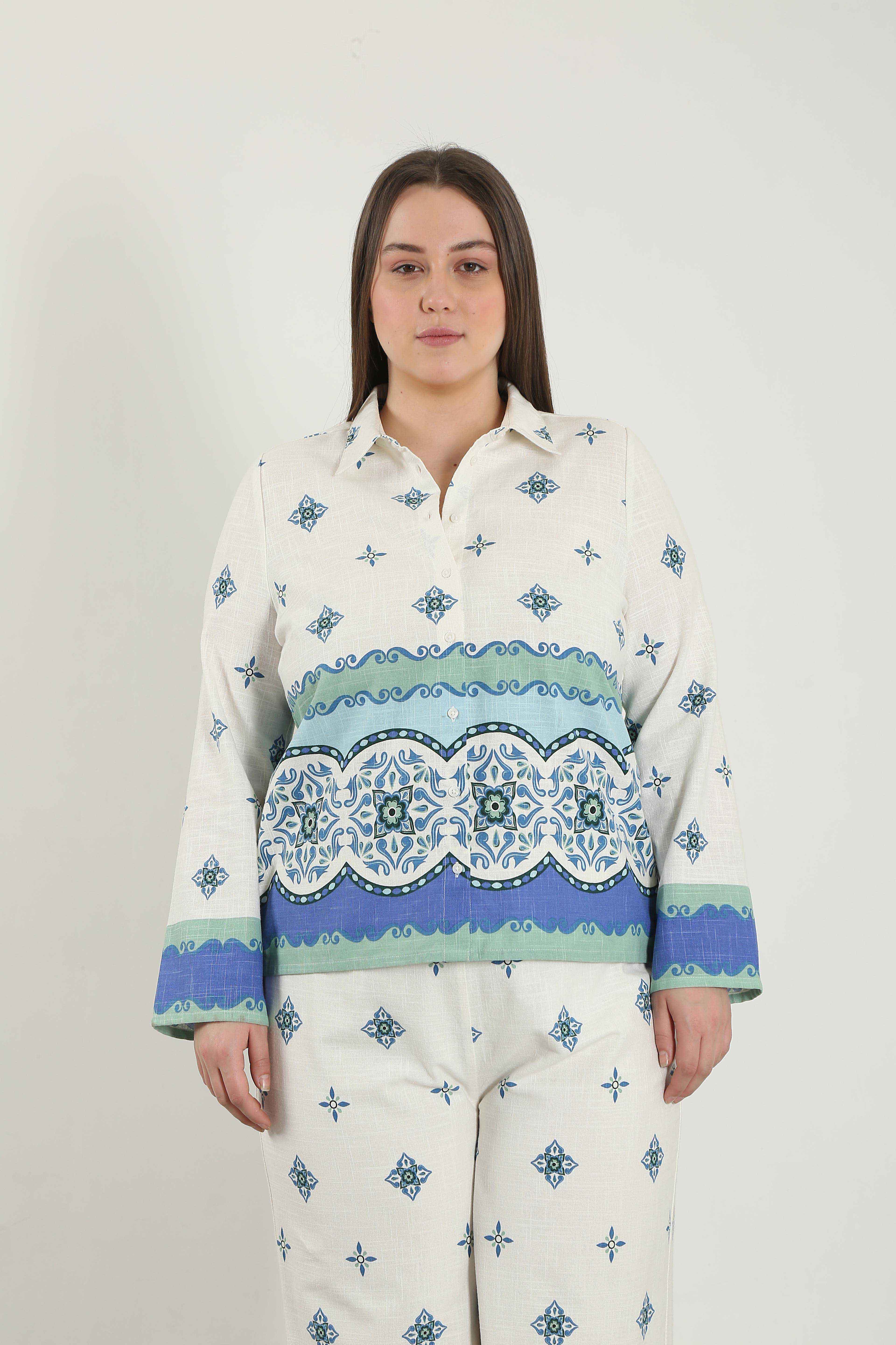 Vero Moda Curve White Printed Cotton Shirt