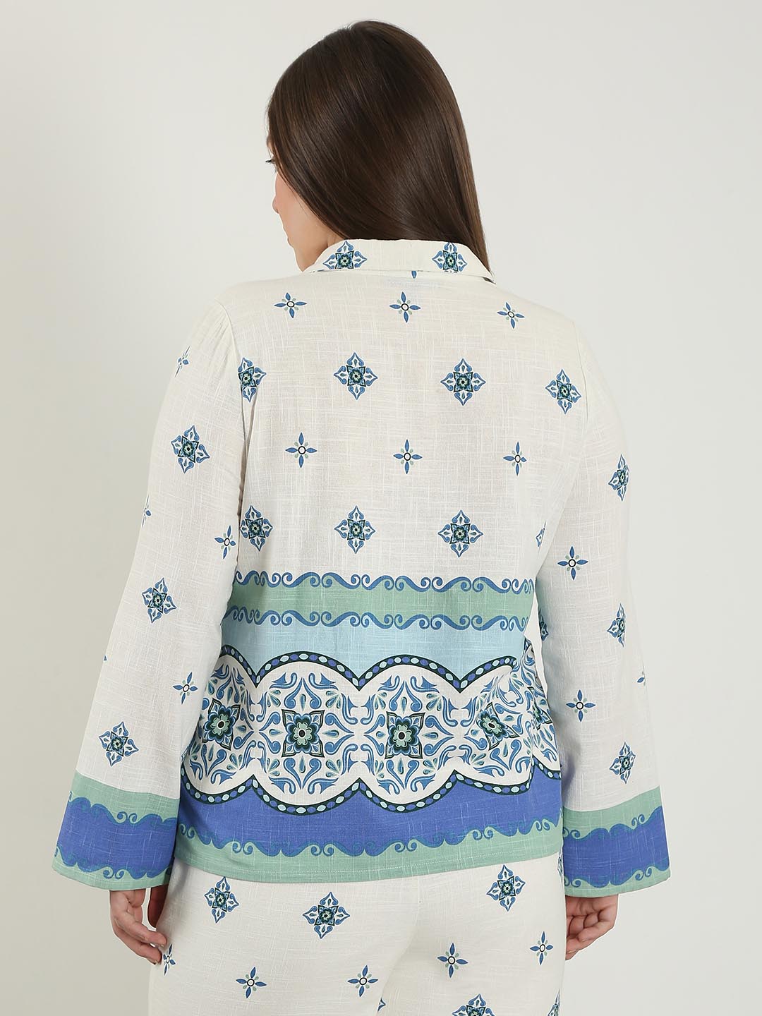 Vero Moda Curve White Printed Cotton Shirt