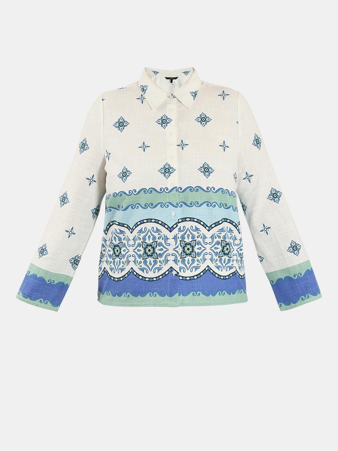 Vero Moda Curve White Printed Cotton Shirt
