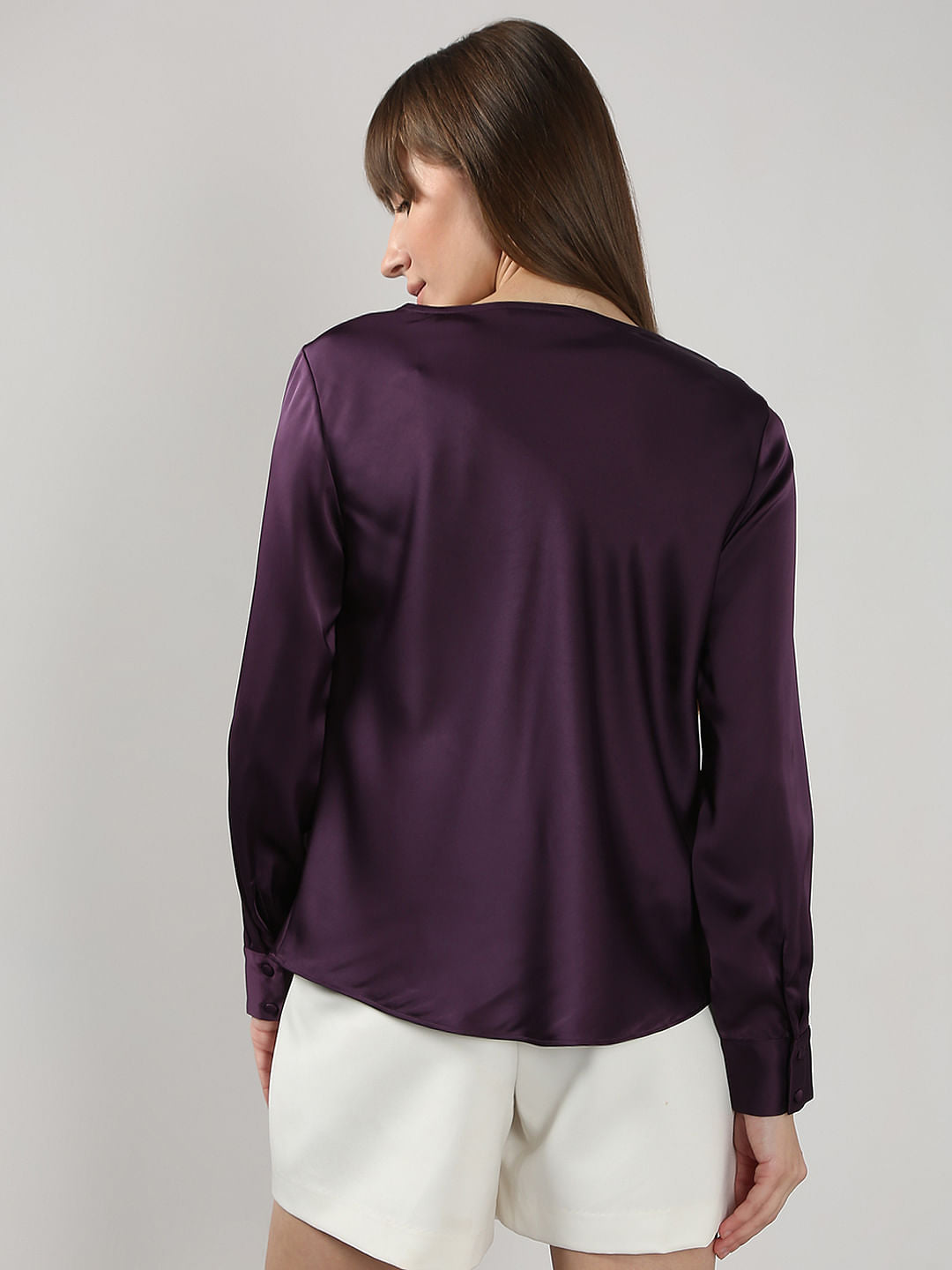 Dark Purple Cowl Neck Top
