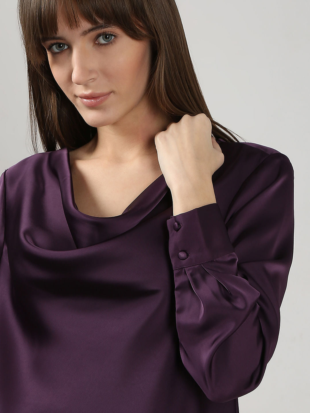 Dark Purple Cowl Neck Top