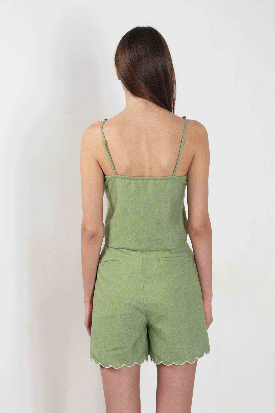 Vero Moda Green Scallop Hem Top