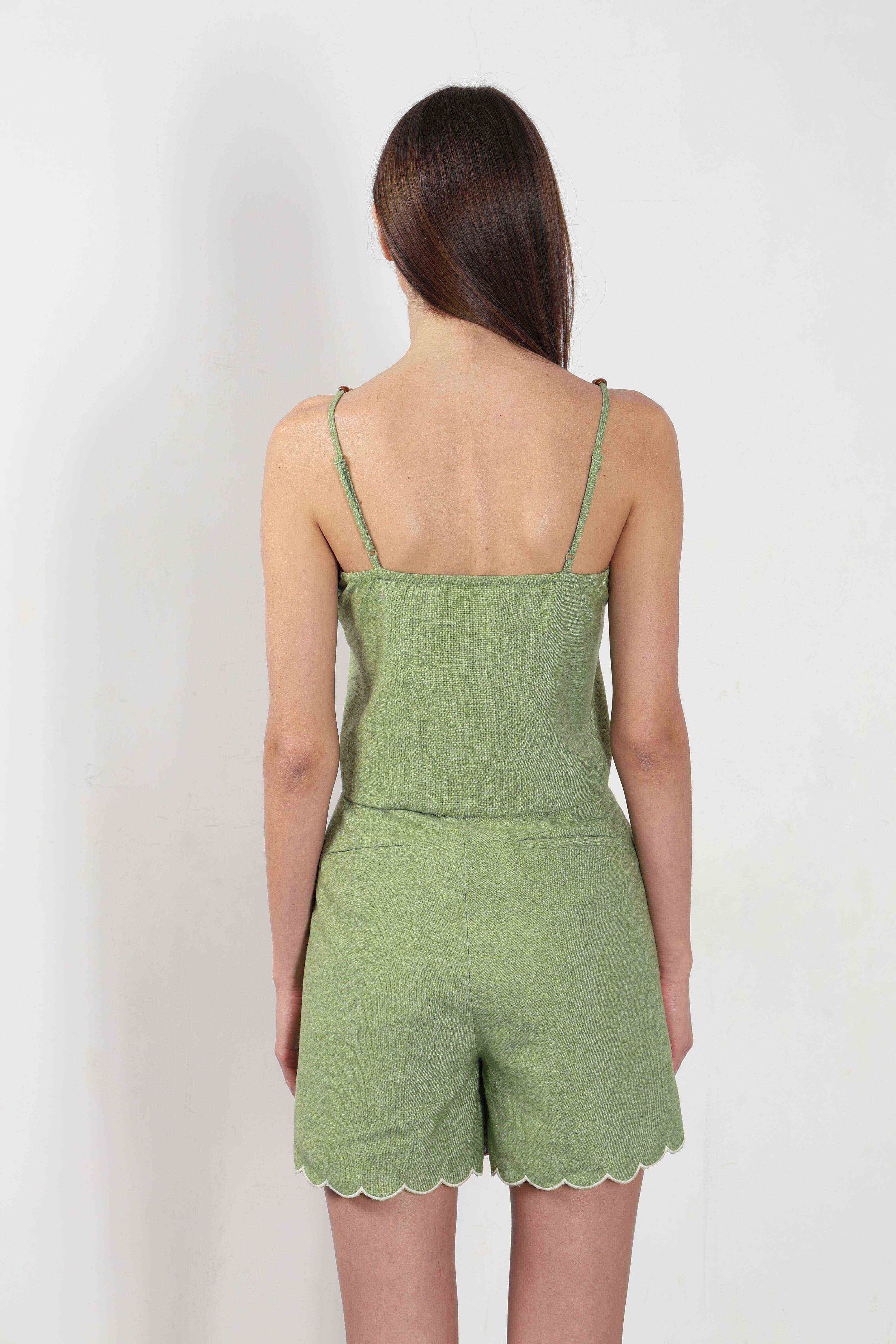 Vero Moda Green Scallop Hem Top