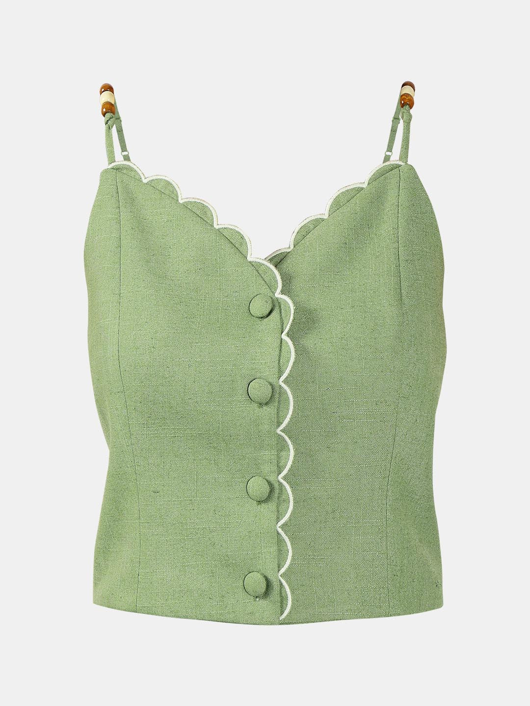 Vero Moda Green Scallop Hem Top