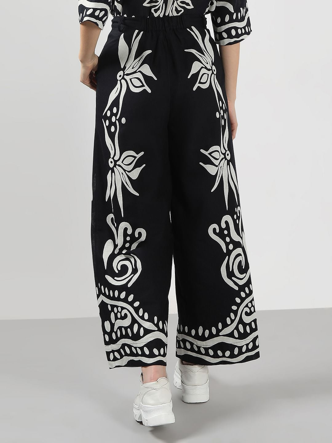 Black & White Printed Co-Ord Set Pants