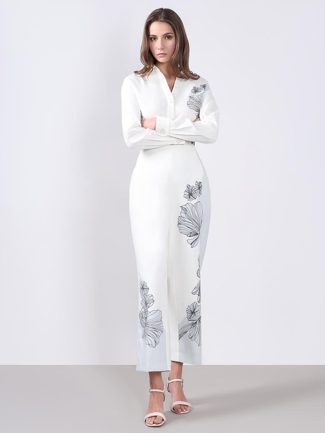 Vero Moda off-White High Rise Floral Pants