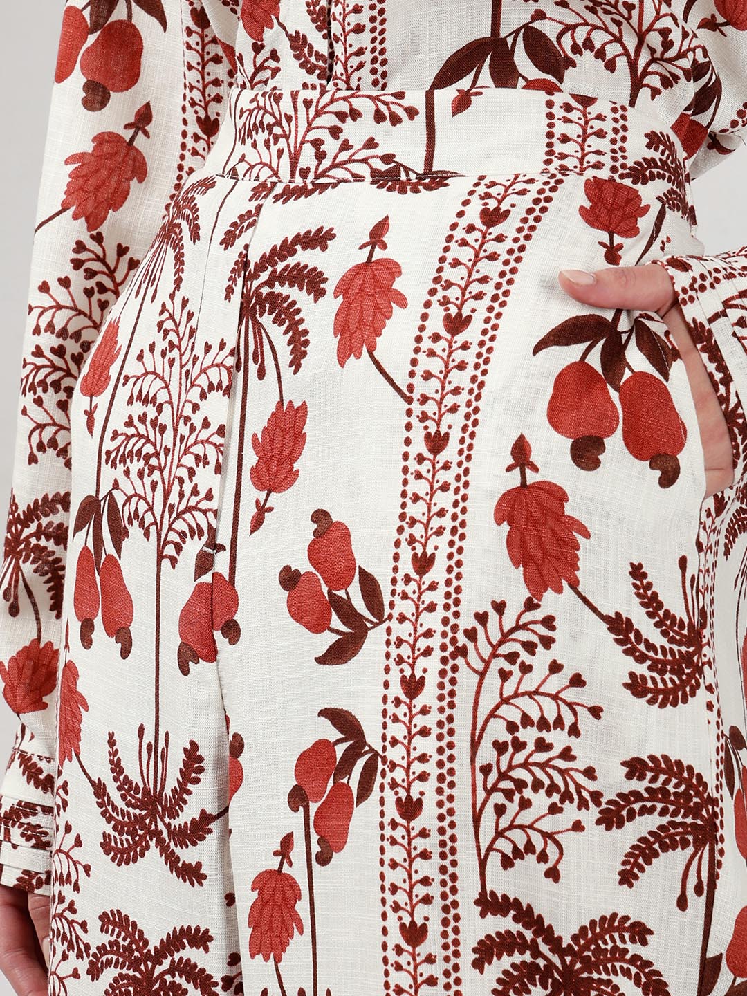 Vero Moda Ecru Printed High Rise Pants