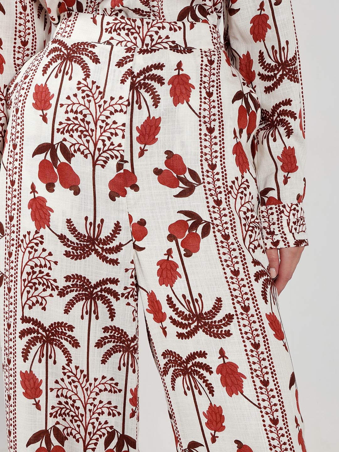 Vero Moda Ecru Printed High Rise Pants