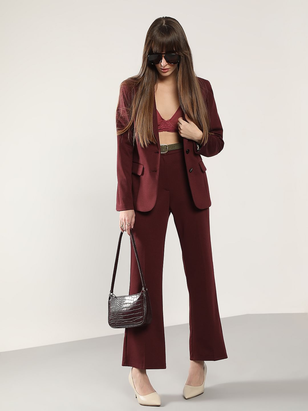 Burgundy Bootcut Pants