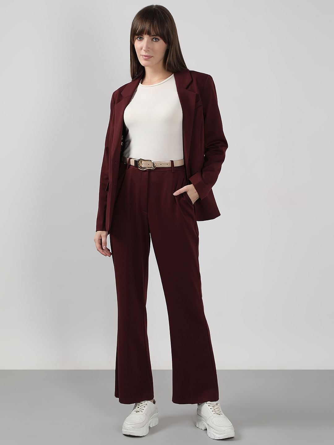 Burgundy Bootcut Pants
