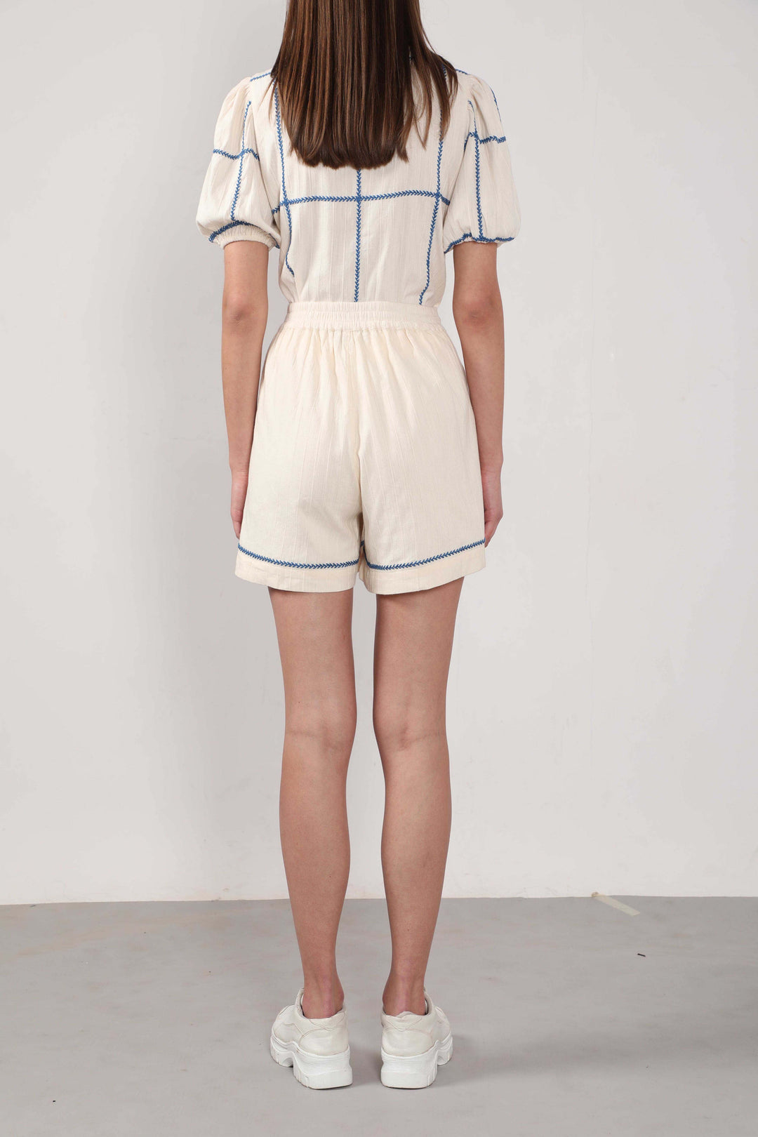 Vero Moda Ecru Embroidered Co-Ord Set Shorts