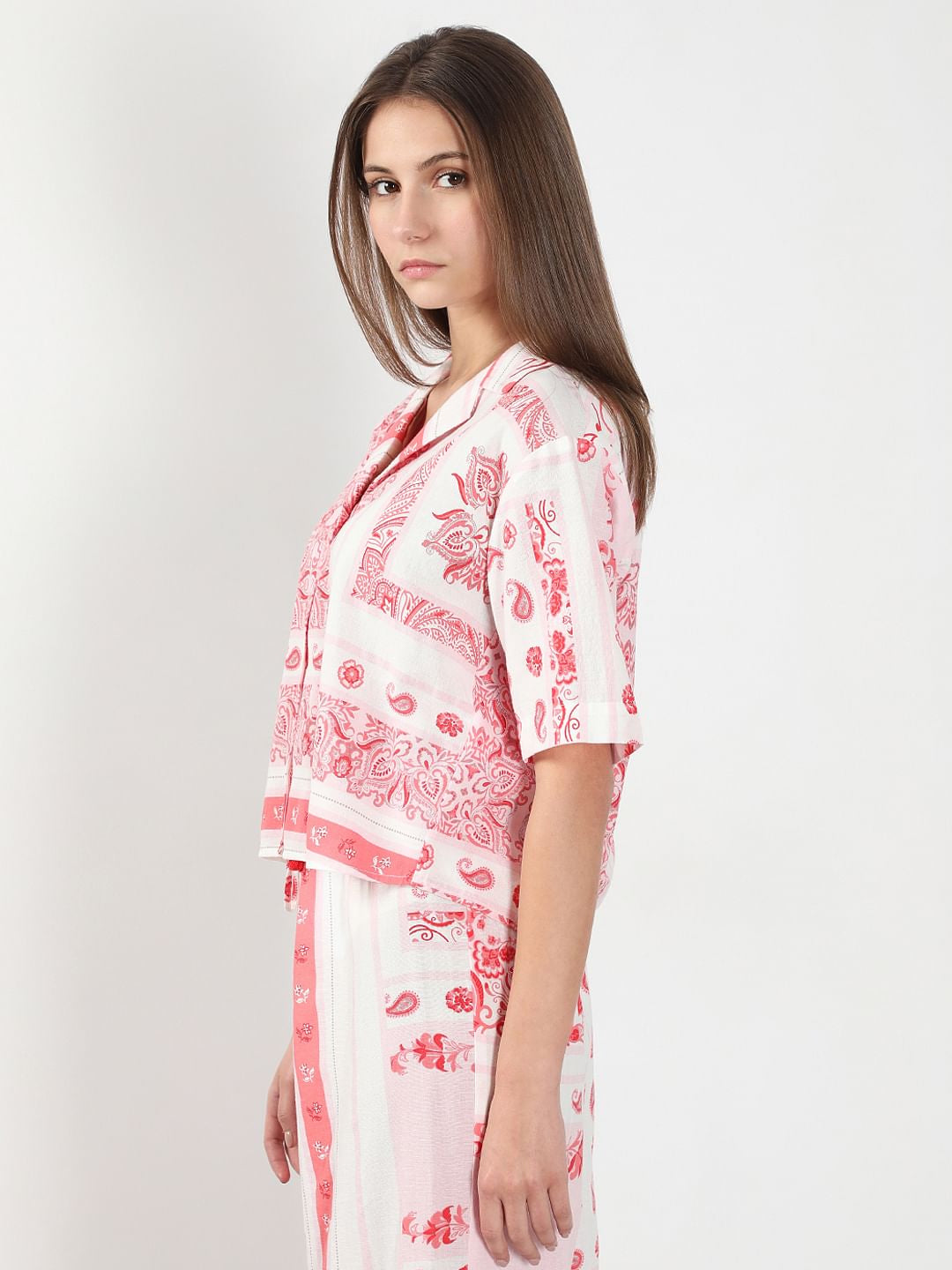 Pink Printed Co-Ord Set Shirt