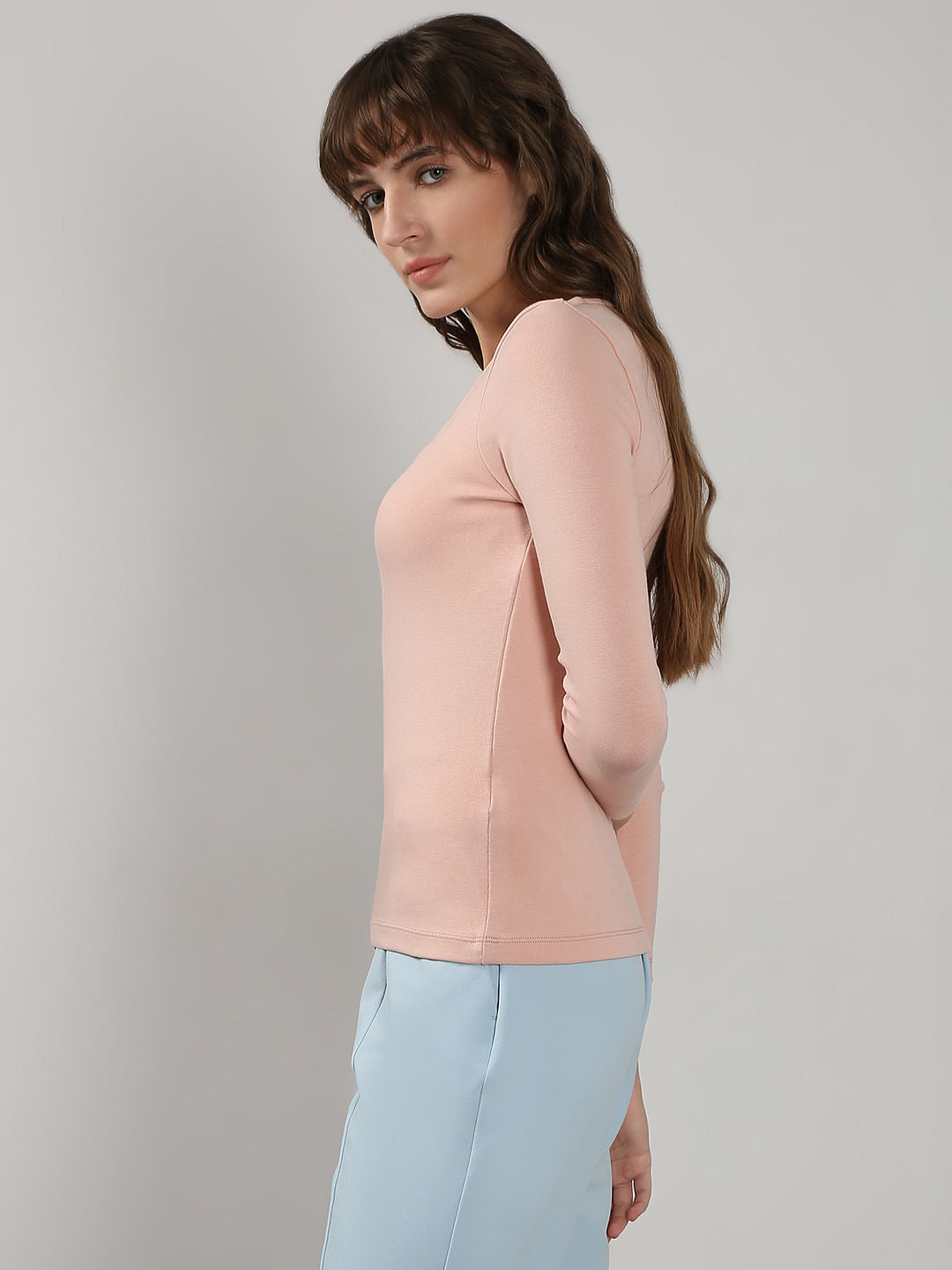 Pink Fitted Square Neck Top