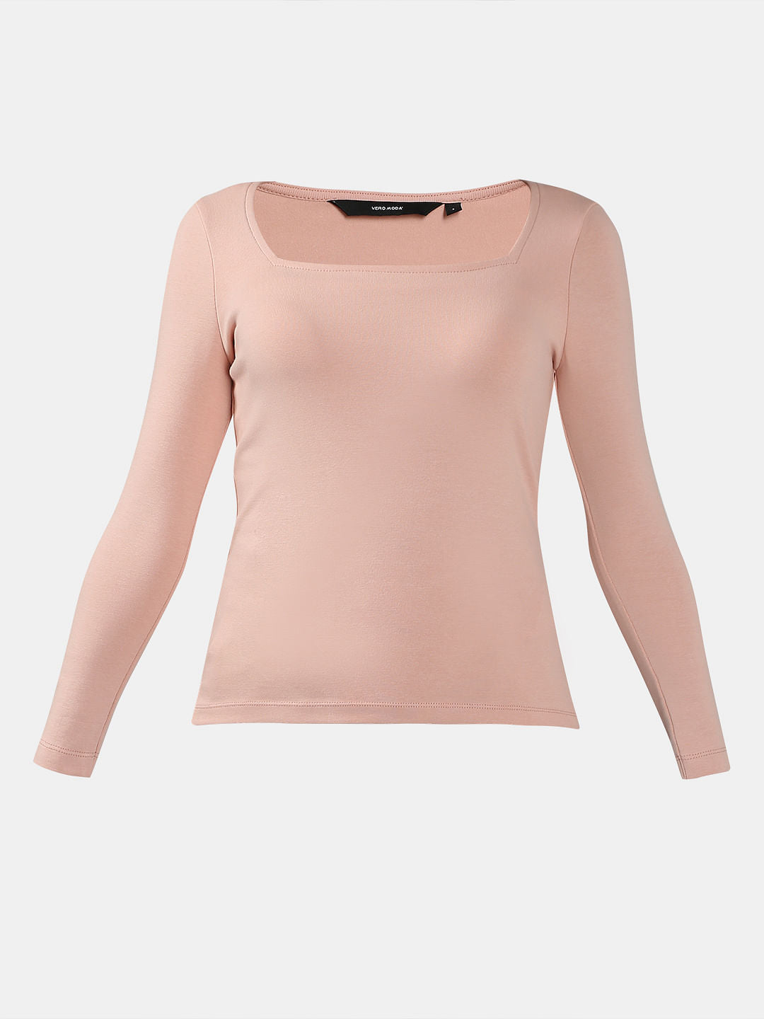 Pink Fitted Square Neck Top
